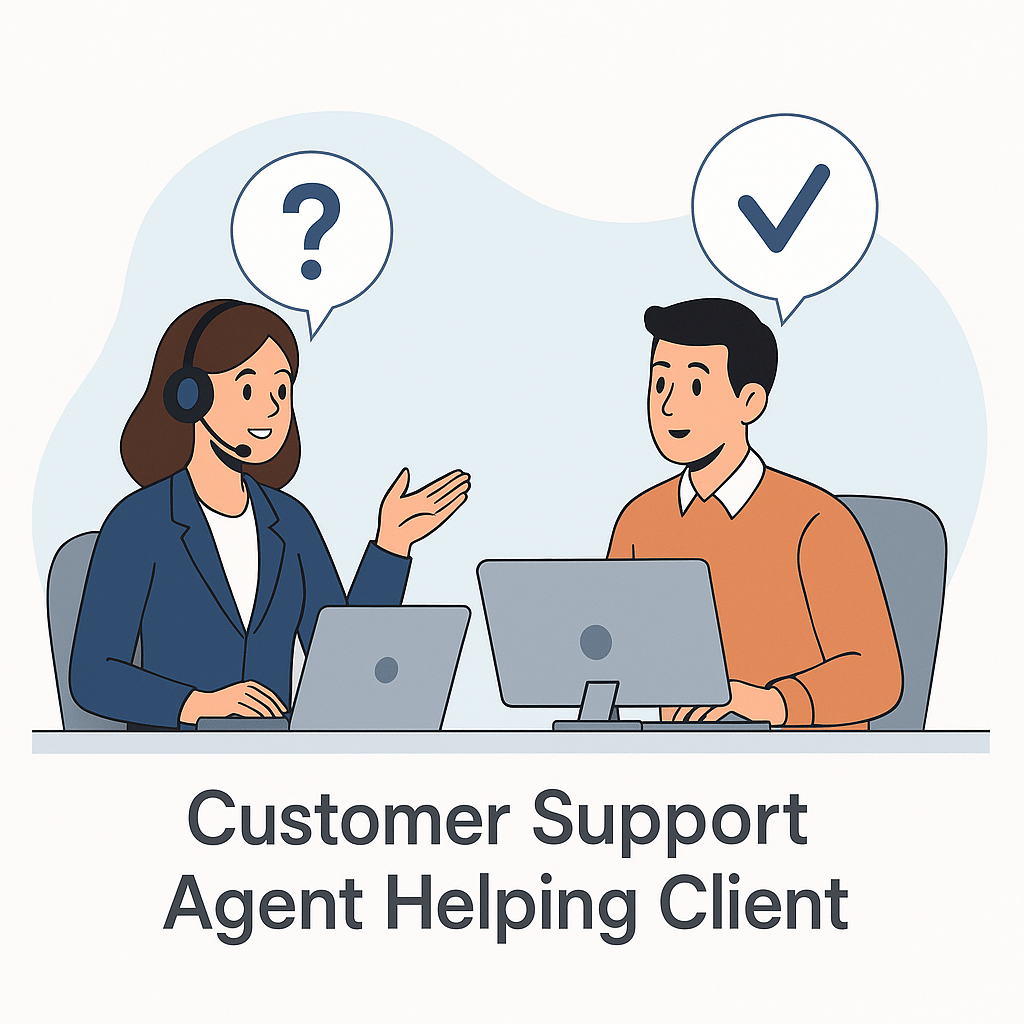 Customer support agent helping client